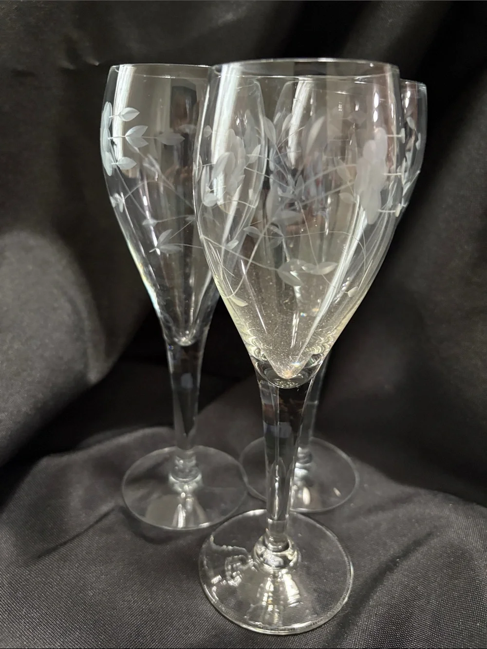 Princess House Heritage Pattern Champagne Tulip Set of 3